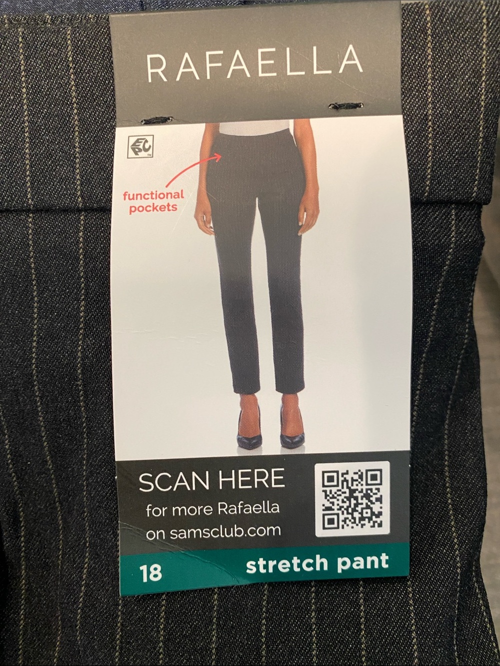 Rafaella Black Pinstripe Straight-Leg Stretch Jeans 18